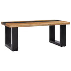 Tavolino da Caffè Multicolore in Teak e Legno di Mango, Struttura Nera, Singolo