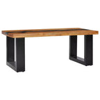 Tavolino da Caffè Multicolore in Teak e Legno di Mango, Struttura Nera, Singolo