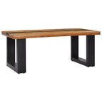 Tavolino da Caffè Multicolore in Teak e Legno di Mango, Struttura Nera, Singolo