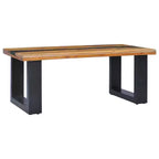 Tavolino da Caffè Multicolore in Teak e Legno di Mango, Struttura Nera, Singolo