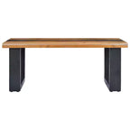 Tavolino da Caffè Multicolore in Teak e Legno di Mango, Struttura Nera, Singolo