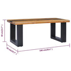 Tavolino da Caffè Multicolore in Teak e Legno di Mango, Struttura Nera, Singolo