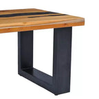 Tavolino da Caffè Multicolore in Teak e Legno di Mango, Struttura Nera, Singolo