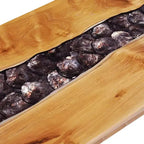 Tavolino da Caffè Multicolore in Teak e Legno di Mango, Struttura Nera, Singolo