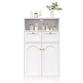 KOLIGEY Modern Bathroom Floor Cabinet with Open Shelf 2 Doors 2 Drawers Storage Cabinet Cupboard for Living Room Kitchen Home Office White