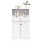 KOLIGEY Modern Bathroom Floor Cabinet with Open Shelf 2 Doors 2 Drawers Storage Cabinet Cupboard for Living Room Kitchen Home Office White