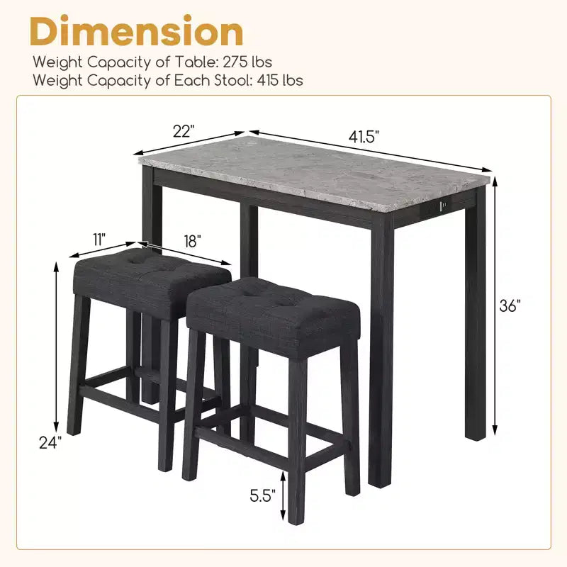 Set da 2 Tavoli da Bar a Altezza Bancone Moderni Grigio/Bianco con Stazione di Ricarica