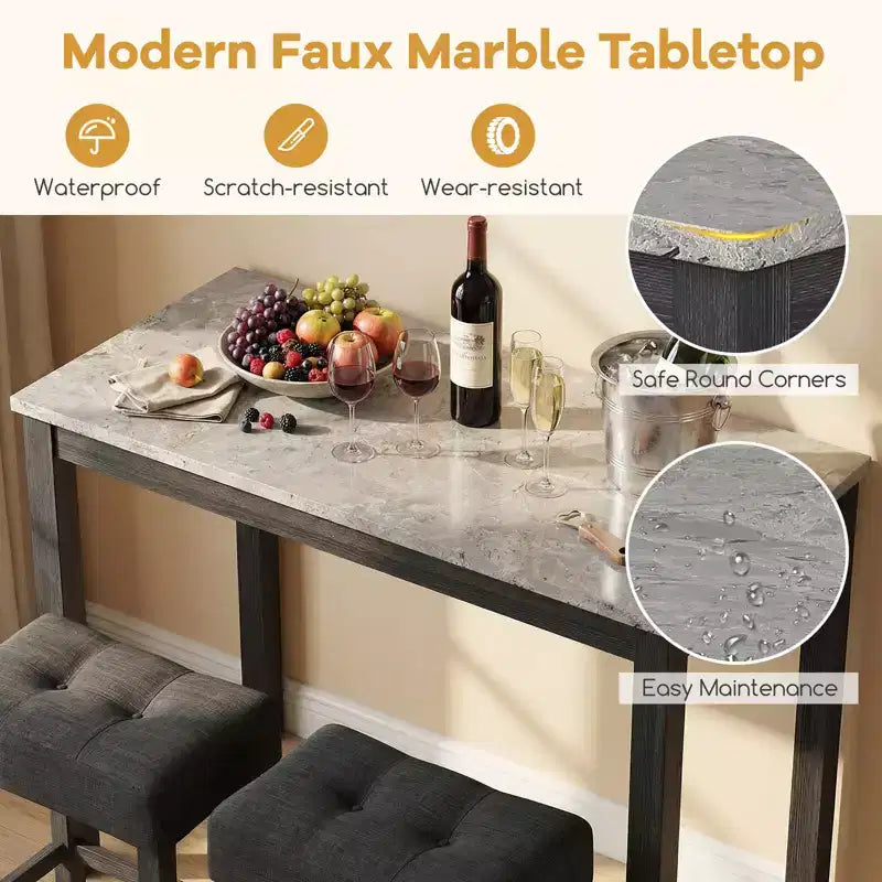 Set da 2 Tavoli da Bar a Altezza Bancone Moderni Grigio/Bianco con Stazione di Ricarica