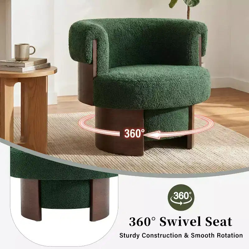 Poltrona a botte girevole beige/verde, 1-2 posti