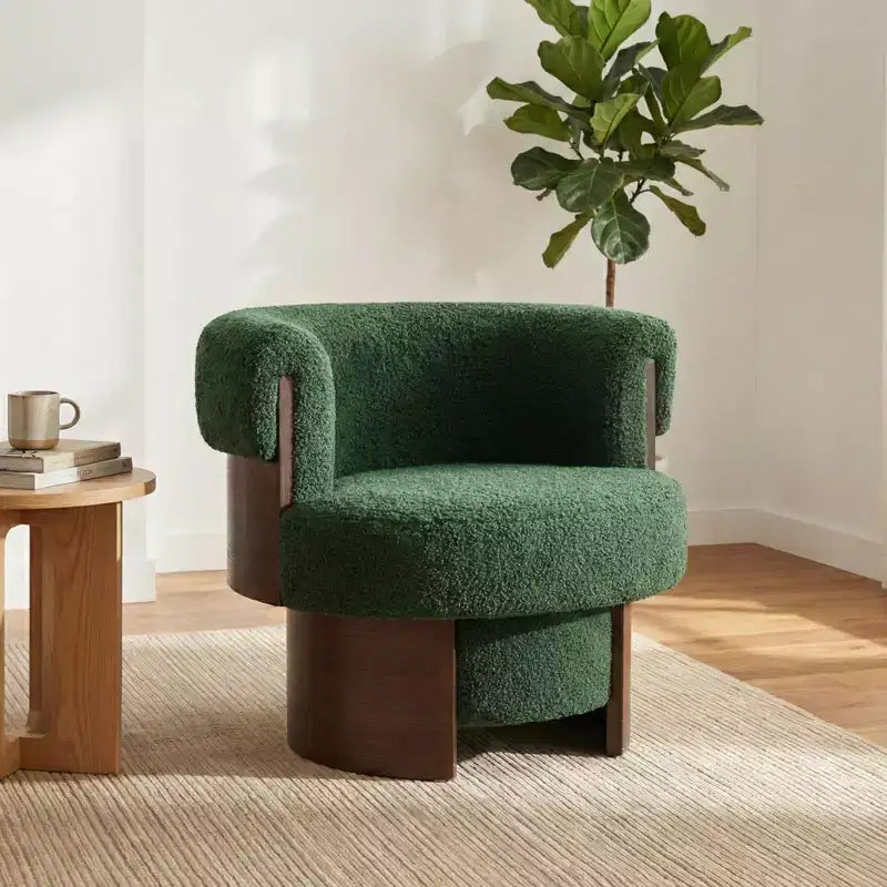 Poltrona a botte girevole beige/verde, 1-2 posti