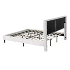 Letto a pannelli imbottito bianco con testiera imbottita, Queen