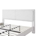 Letto a pannelli imbottito bianco con testiera imbottita, Queen
