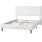 Letto a pannelli imbottito bianco con testiera imbottita, Queen