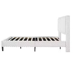 Letto a pannelli imbottito bianco con testiera imbottita, Queen
