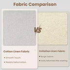 Sedia da pranzo imbottita senza braccioli, schienale alto, colore beige/grigio, tessuto in lino, sedile singolo