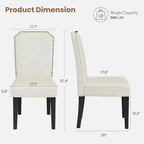 Sedia da pranzo imbottita senza braccioli, schienale alto, colore beige/grigio, tessuto in lino, sedile singolo
