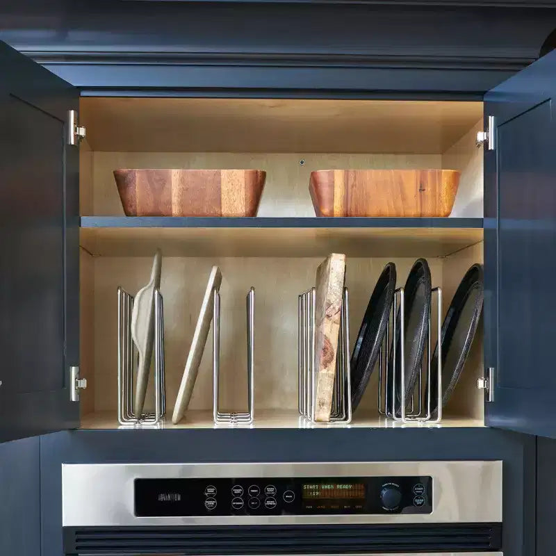 Divisorio a filo a forma di U in acciaio cromato per pensili o basi da cucina