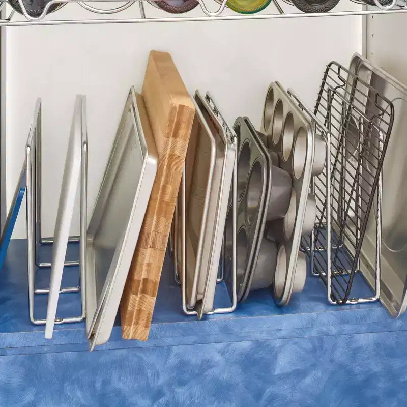 Divisorio a filo a forma di U in acciaio cromato per pensili o basi da cucina