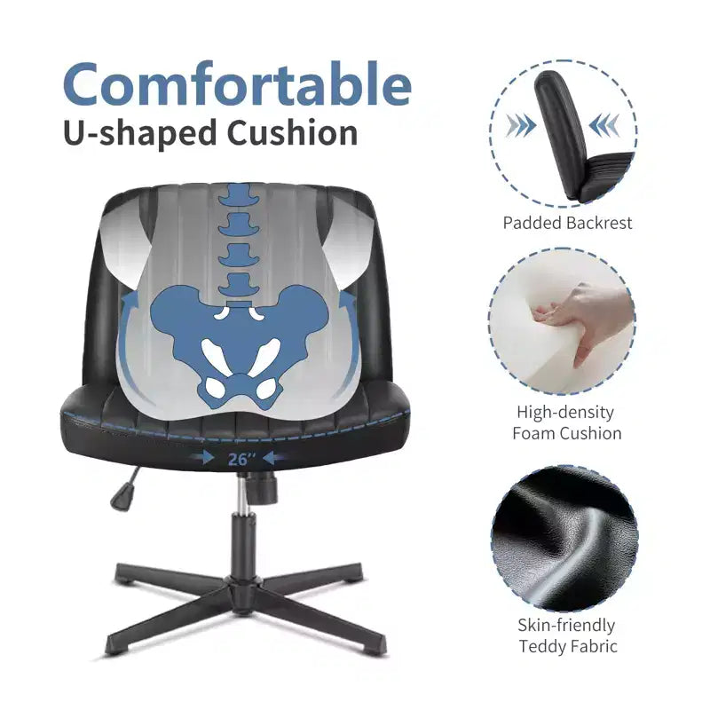 Sedia da ufficio ergonomica senza braccioli con seduta ampia, multicolore, per 1 persona