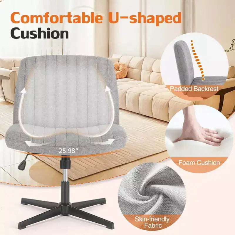 Sedia da ufficio ergonomica senza braccioli con seduta ampia, multicolore, per 1 persona