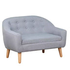 Linen Fabric 2-Seat Kids Sofa Couch with Wood Frame for Ages 3-7 Gray