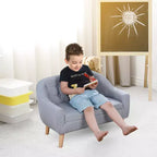 Divano a 2 posti per bambini in lino grigio, età 3-7 anni