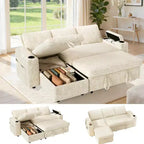 Dyonery 82 Sleeper Sofa Bed, 3-in-1 L-Shaped Reclining Couch with Reversible Storage Chaise, Tool-Free Assembly