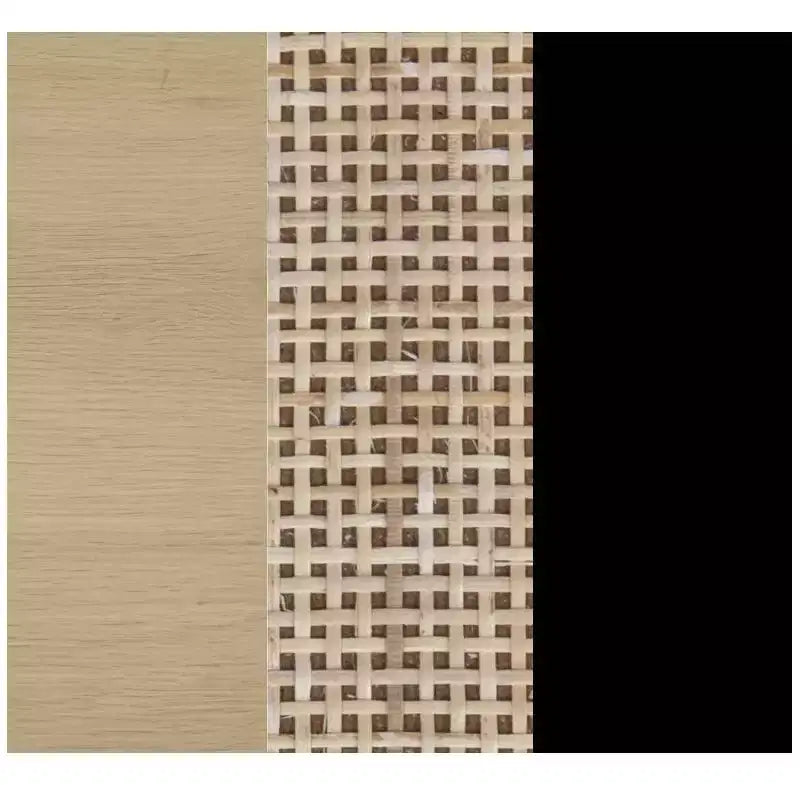 Set di 2 Mobili TV in Rattan Quercia Chiaro a 2 Ante, Adatti per TV fino a 50"