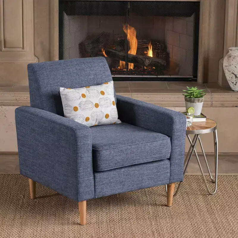 Poltrona Mid-Century Modern, Verde Tenue / Blu Scuro, Imbottita, 1 Posto