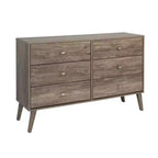 Comò con 6 cassetti in stile moderno di metà secolo, nero / grigio sbiancato / bianco / ciliegio, assemblaggio da 1 persona