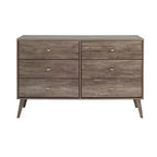 Comò con 6 cassetti in stile moderno di metà secolo, nero / grigio sbiancato / bianco / ciliegio, assemblaggio da 1 persona