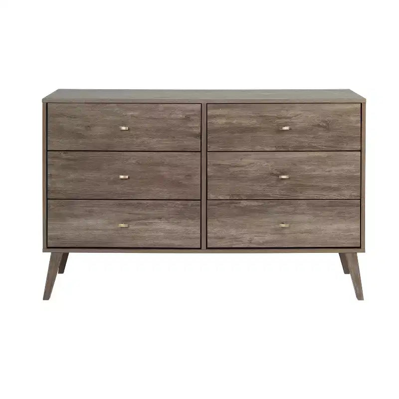 Comò con 6 cassetti in stile moderno di metà secolo, nero / grigio sbiancato / bianco / ciliegio, assemblaggio da 1 persona