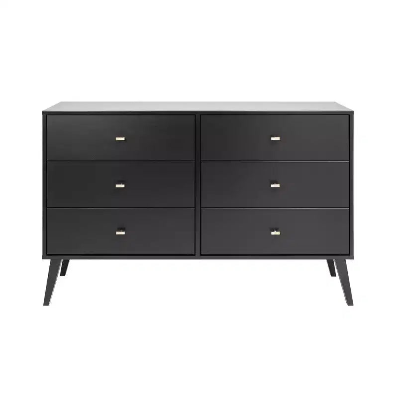 Comò con 6 cassetti in stile moderno di metà secolo, nero / grigio sbiancato / bianco / ciliegio, assemblaggio da 1 persona