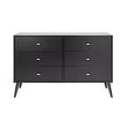 Comò con 6 cassetti in stile moderno di metà secolo, nero / grigio sbiancato / bianco / ciliegio, assemblaggio da 1 persona