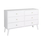 Comò con 6 cassetti in stile moderno di metà secolo, nero / grigio sbiancato / bianco / ciliegio, assemblaggio da 1 persona