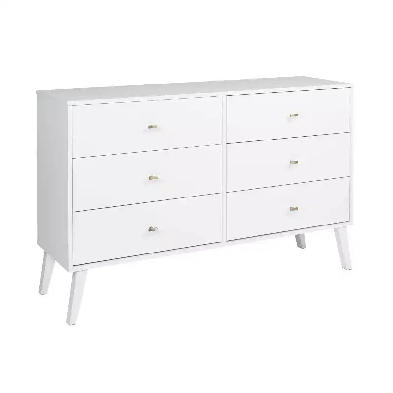 Comò con 6 cassetti in stile moderno di metà secolo, nero / grigio sbiancato / bianco / ciliegio, assemblaggio da 1 persona