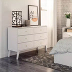 Comò con 6 cassetti in stile moderno di metà secolo, nero / grigio sbiancato / bianco / ciliegio, assemblaggio da 1 persona