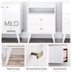 Comò con 6 cassetti in stile moderno di metà secolo, nero / grigio sbiancato / bianco / ciliegio, assemblaggio da 1 persona
