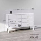 Comò con 6 cassetti in stile moderno di metà secolo, nero / grigio sbiancato / bianco / ciliegio, assemblaggio da 1 persona