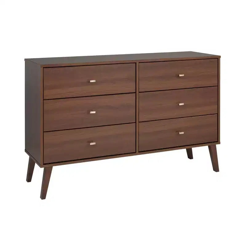 Comò con 6 cassetti in stile moderno di metà secolo, nero / grigio sbiancato / bianco / ciliegio, assemblaggio da 1 persona