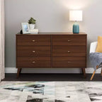 Comò con 6 cassetti in stile moderno di metà secolo, nero / grigio sbiancato / bianco / ciliegio, assemblaggio da 1 persona