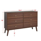 Comò con 6 cassetti in stile moderno di metà secolo, nero / grigio sbiancato / bianco / ciliegio, assemblaggio da 1 persona