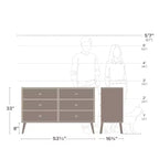 Comò con 6 cassetti in stile moderno di metà secolo, nero / grigio sbiancato / bianco / ciliegio, assemblaggio da 1 persona