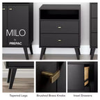 Comò con 6 cassetti in stile moderno di metà secolo, nero / grigio sbiancato / bianco / ciliegio, assemblaggio da 1 persona