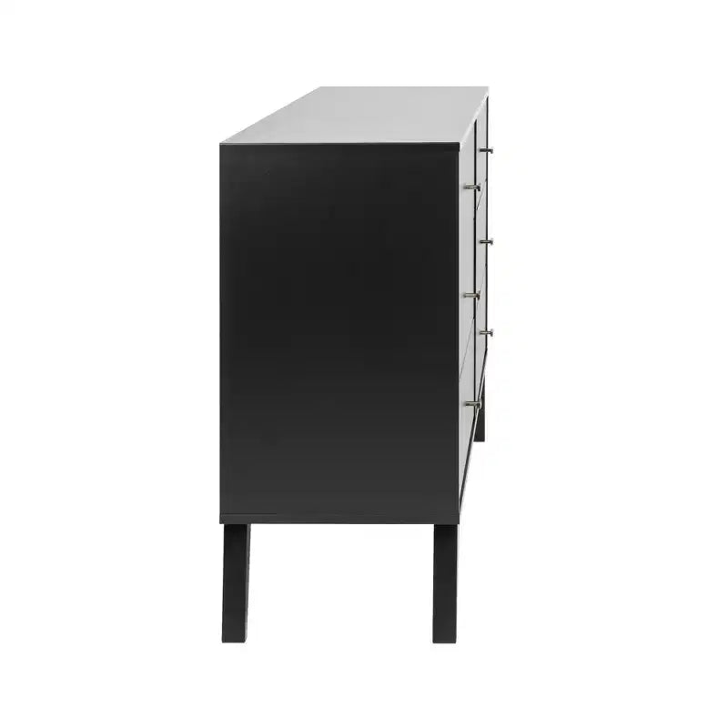 Comò con 6 cassetti in stile moderno di metà secolo, nero / grigio sbiancato / bianco / ciliegio, assemblaggio da 1 persona