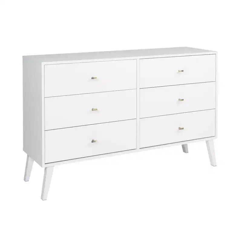 Comò con 6 cassetti in stile moderno di metà secolo, nero / grigio sbiancato / bianco / ciliegio, assemblaggio da 1 persona