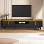 Mobile TV bianco e nero con cassetto e 2 ante, per TV fino a 85", larghezza 78,8"
