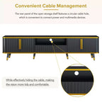 Mobile TV bianco e nero con cassetto e 2 ante, per TV fino a 85", larghezza 78,8"