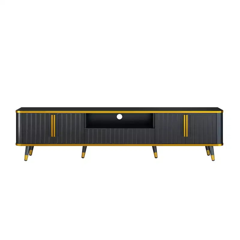 Mobile TV bianco e nero con cassetto e 2 ante, per TV fino a 85", larghezza 78,8"