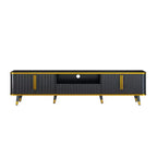 Mobile TV bianco e nero con cassetto e 2 ante, per TV fino a 85", larghezza 78,8"